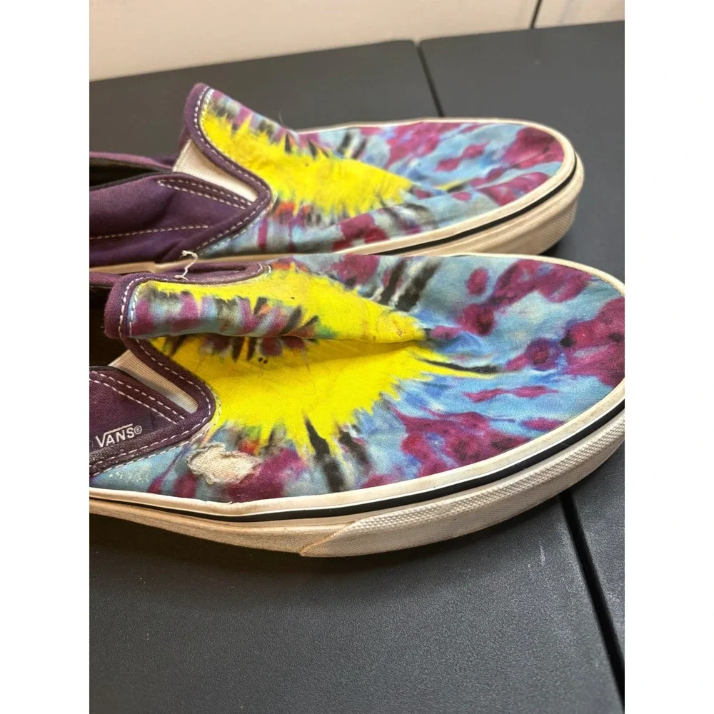 Vans Classic Slip-On Tie Dye Sunburst Purple Yellow Mens 10.5 Womens 12 Sneaker
